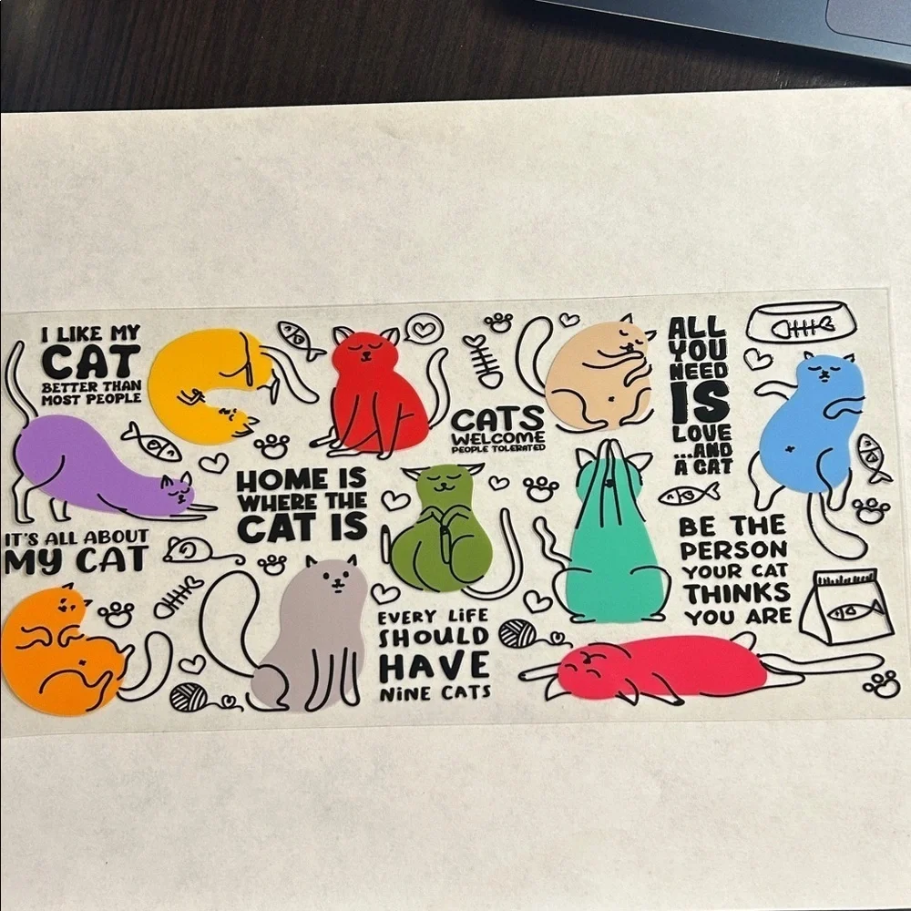 Colorful Cats Cup Decal (71)